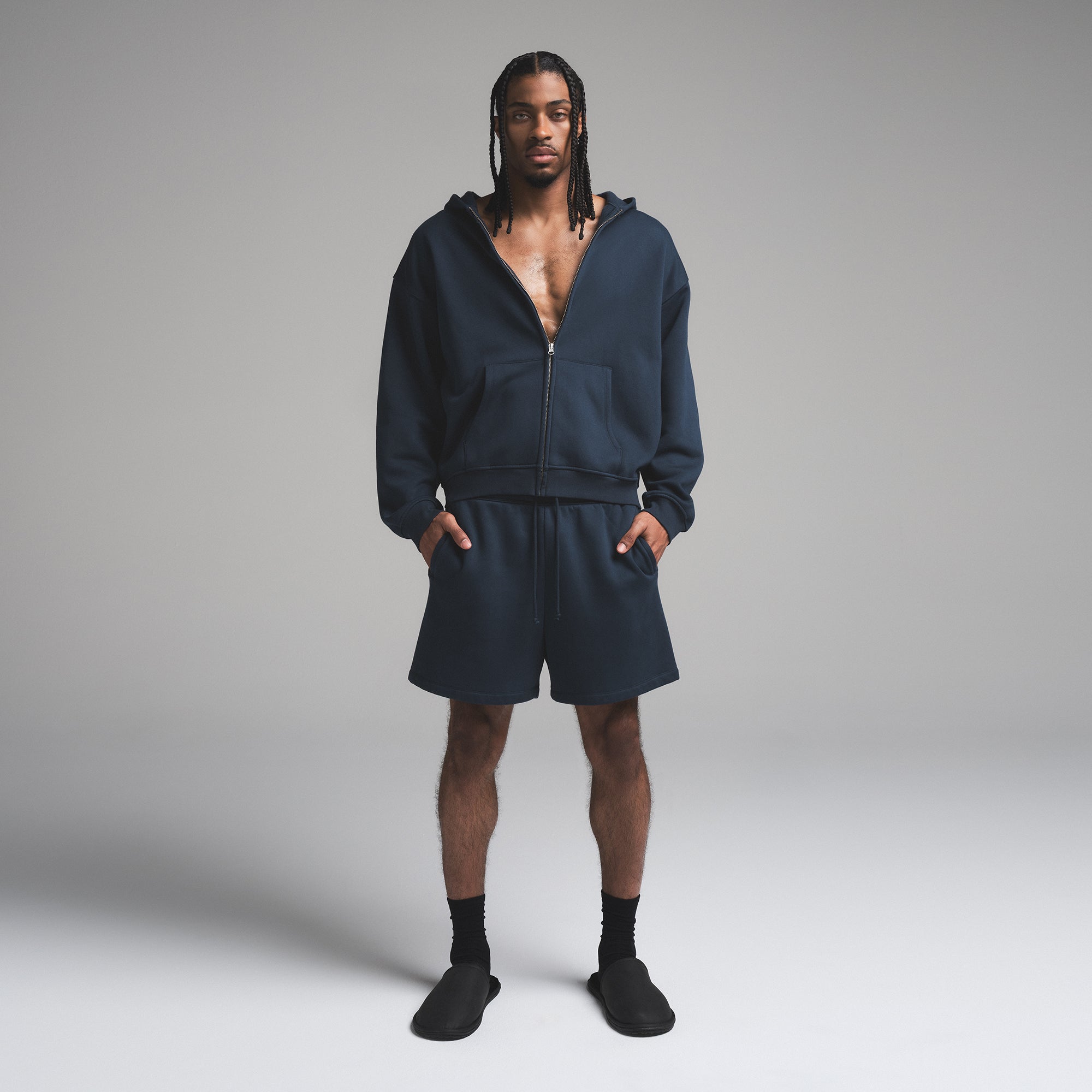 Mens Relaxed Zip Up Hoodie