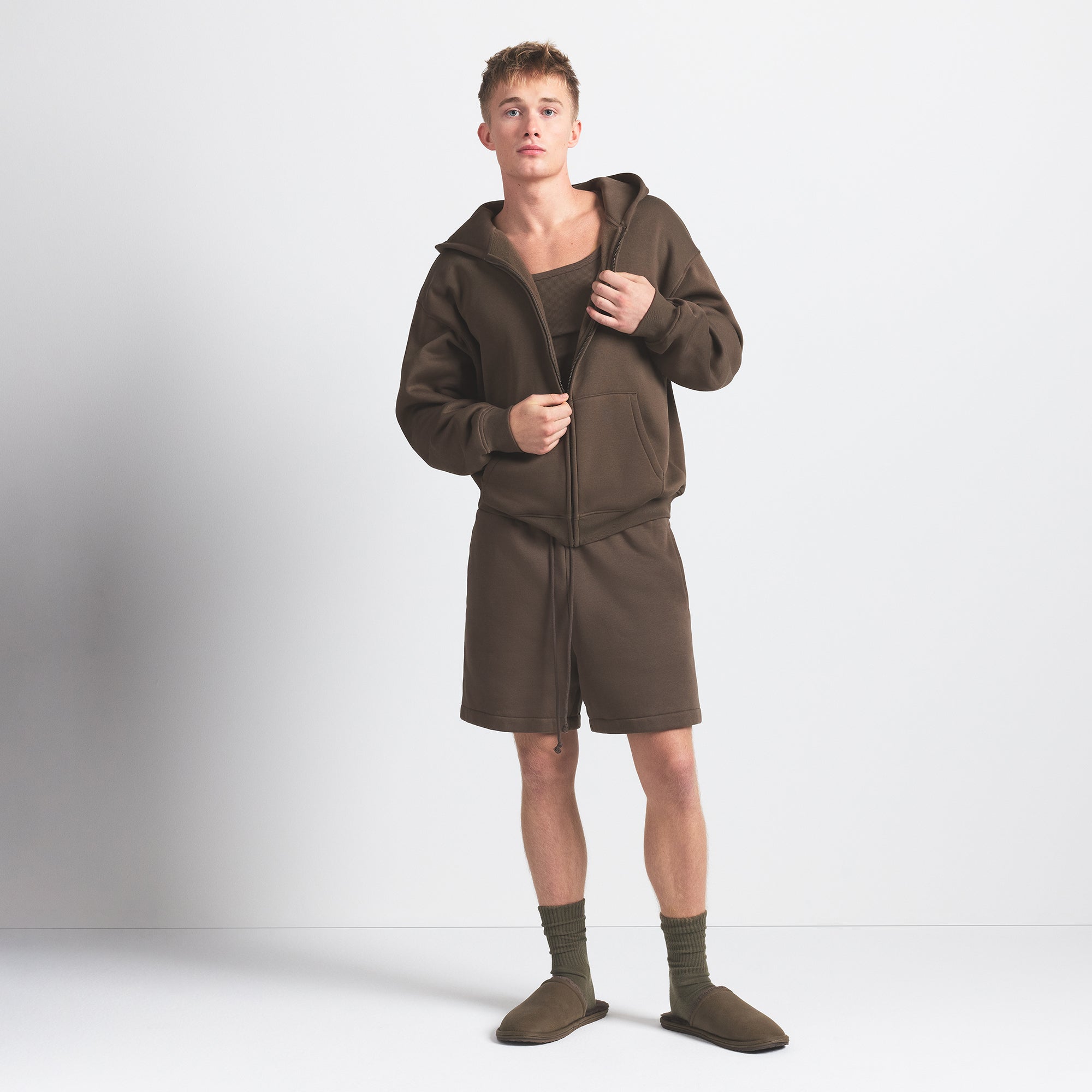 Mens Relaxed Zip Up Hoodie