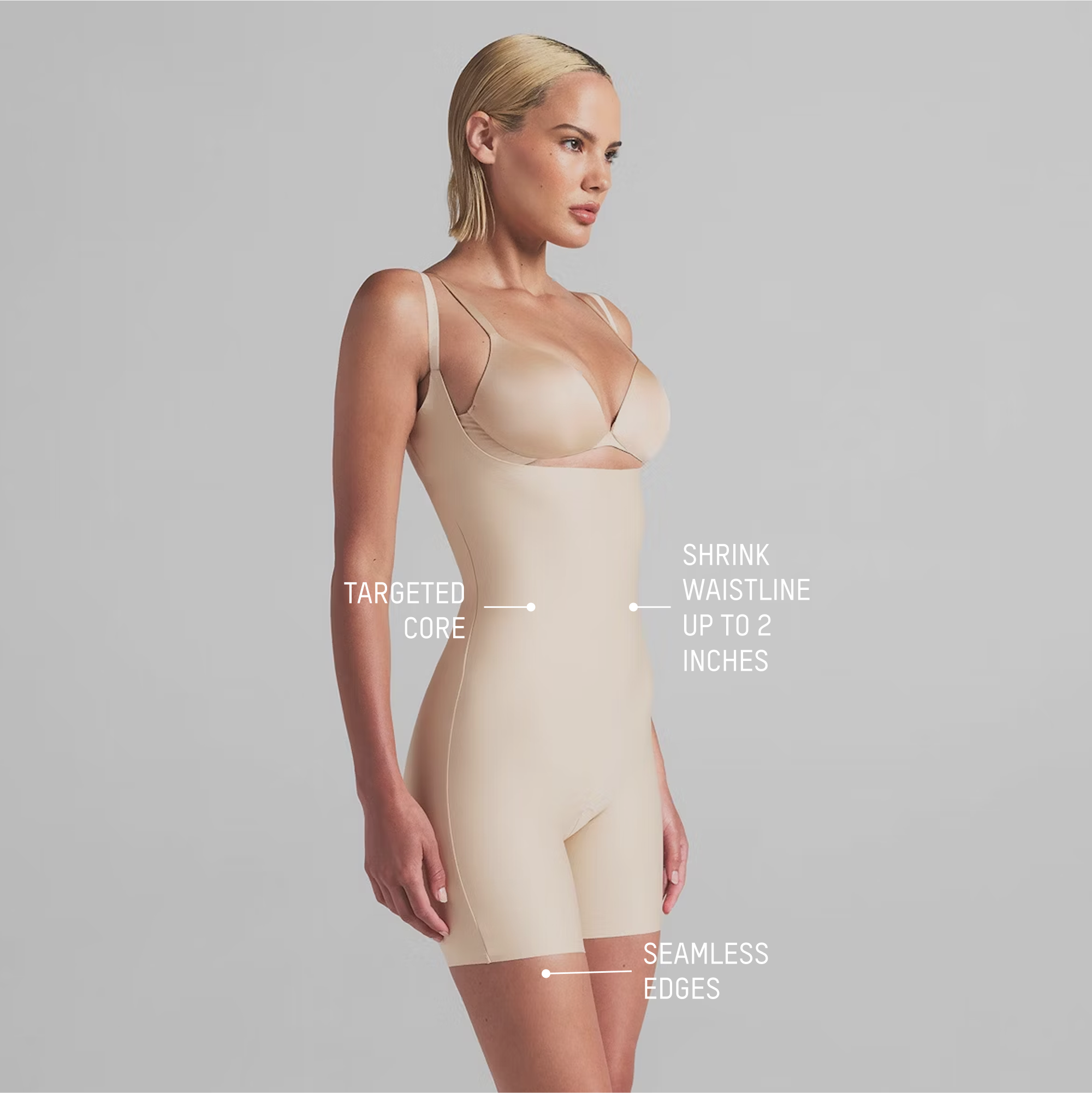 Core Sculpt Open Bust Mid Thigh Bodysuit - Image 2